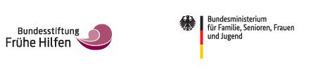 Logos der Förderer: Bundesstiftung Frühe Hilfen und Bundesministerium für Familie, Senioren, Frauen und Jugend