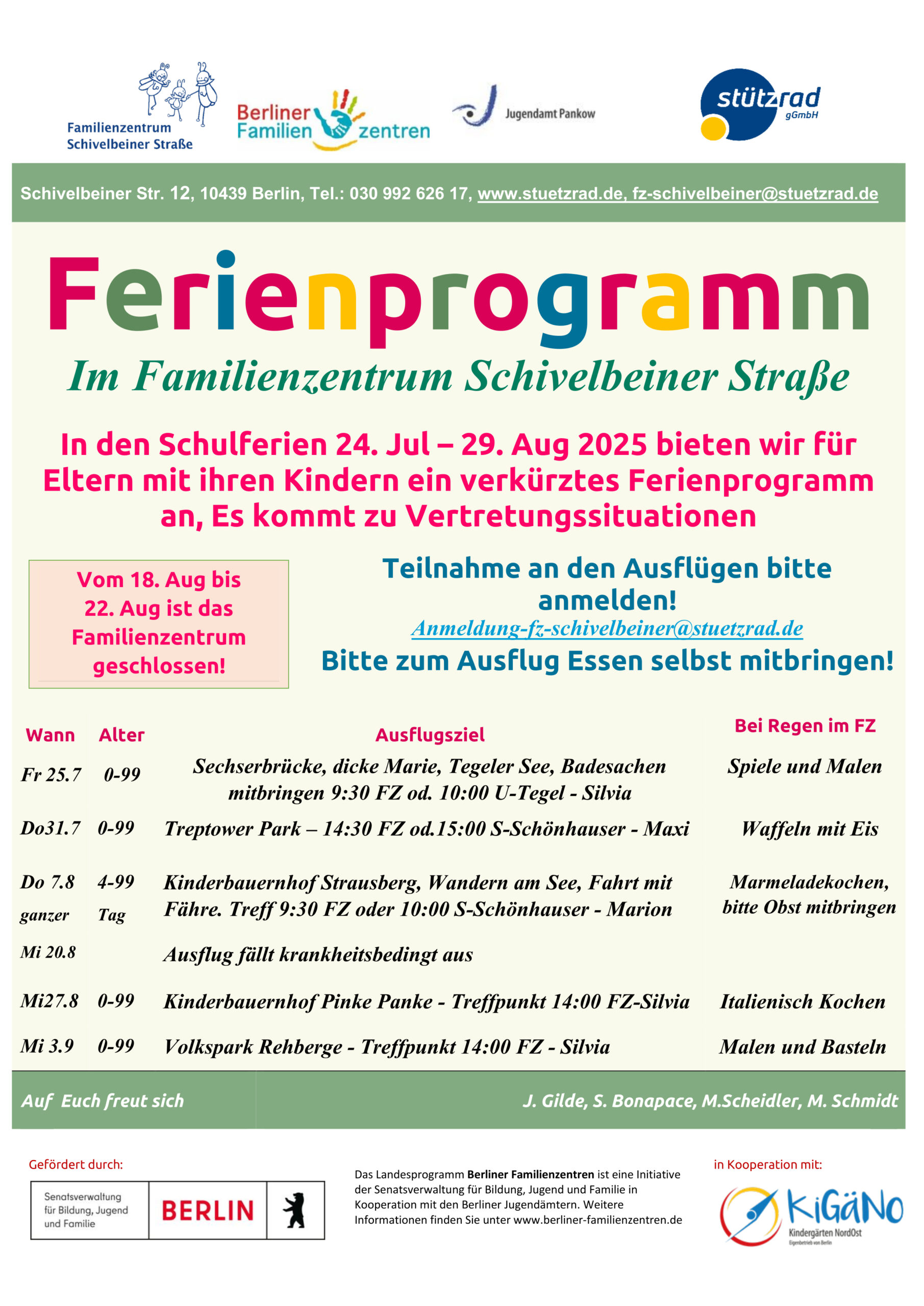 Das Ferienprogramm des Familienzentrums