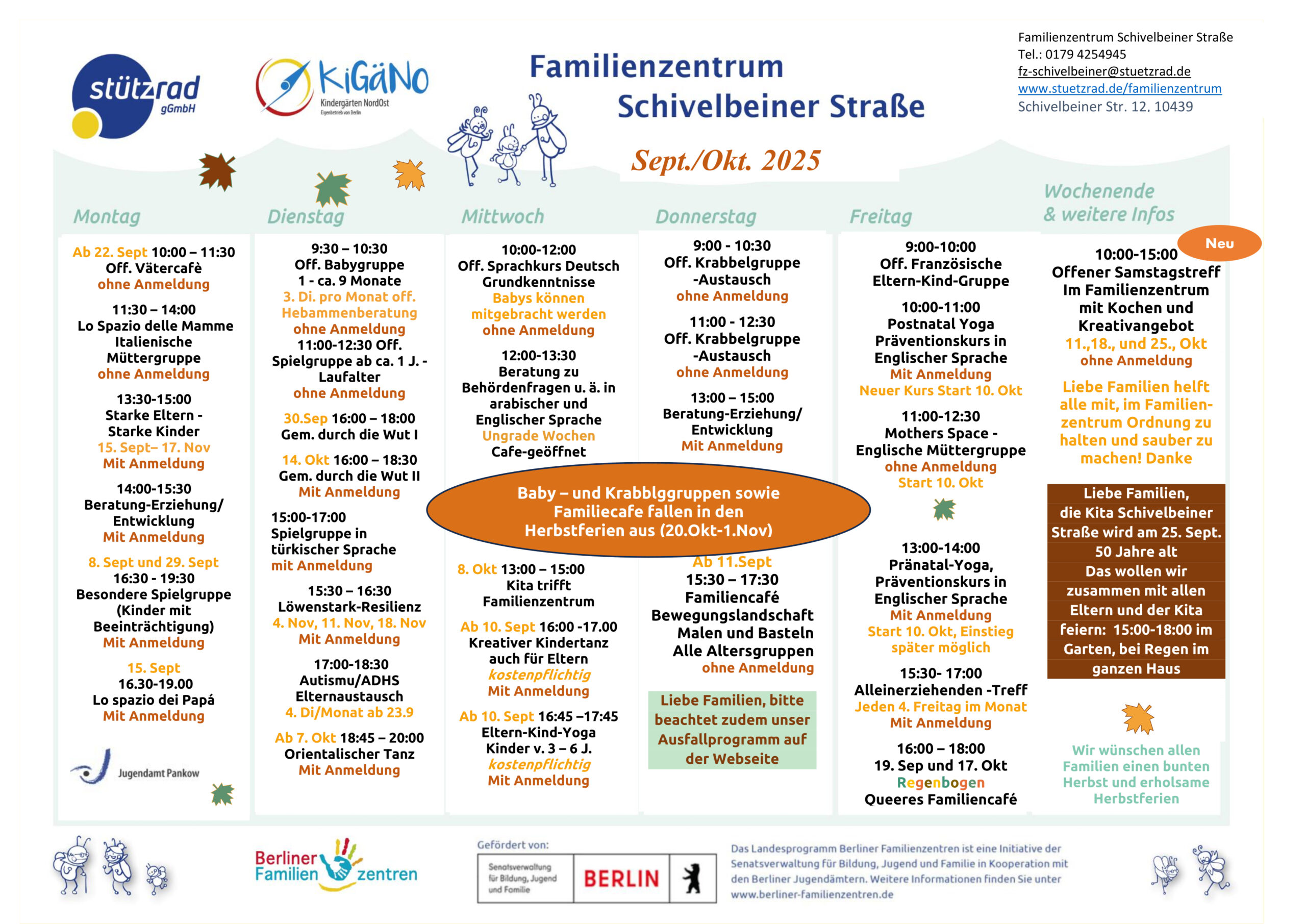 Das Programm des Familienzentrums für Oktober 2025