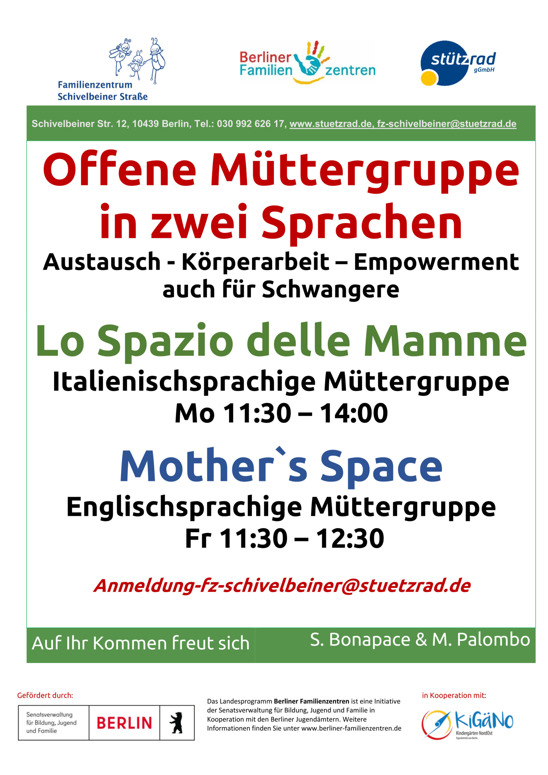Offene Müttergruppe in Englisch und Italienisch
