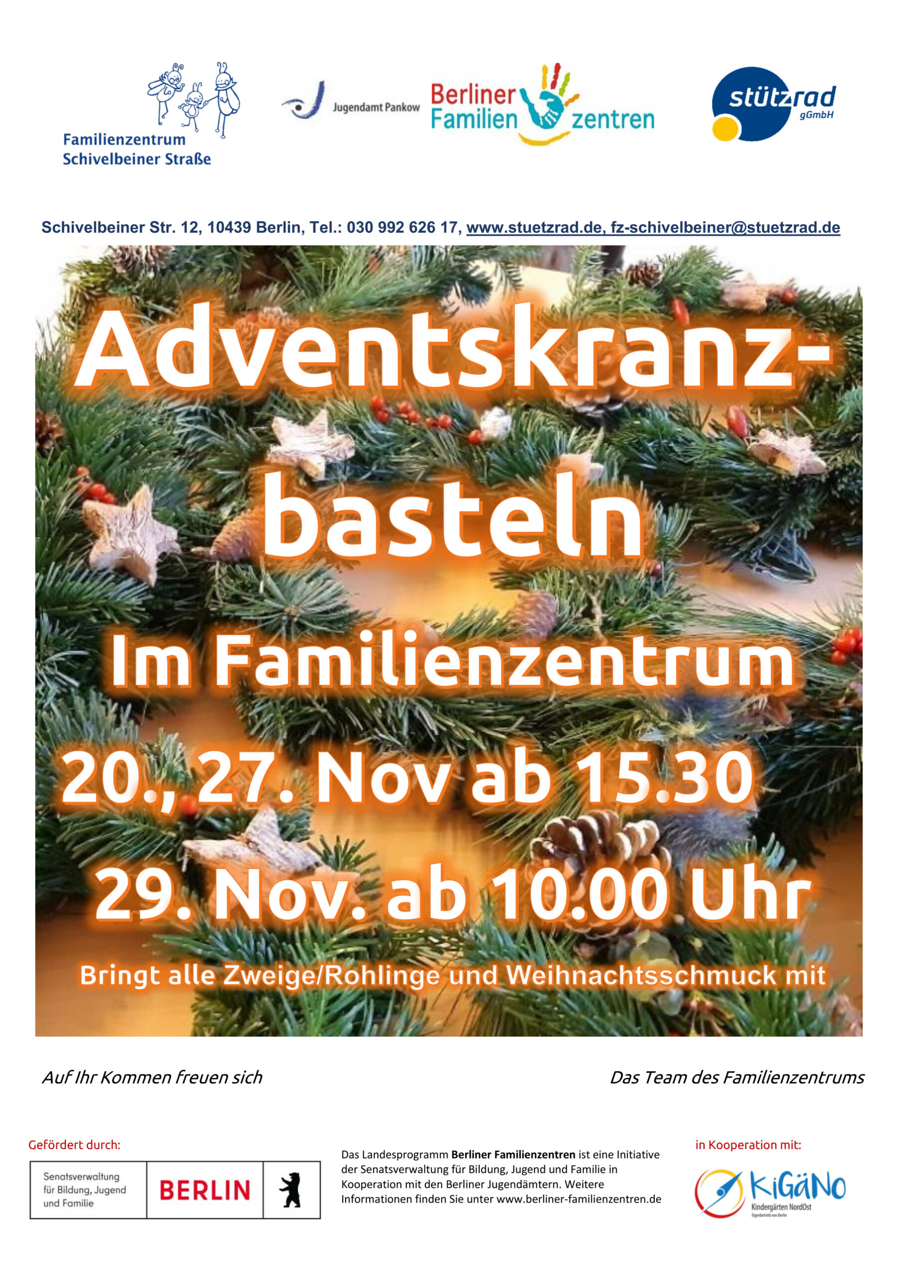 Gemeinsam Adventskränze binden