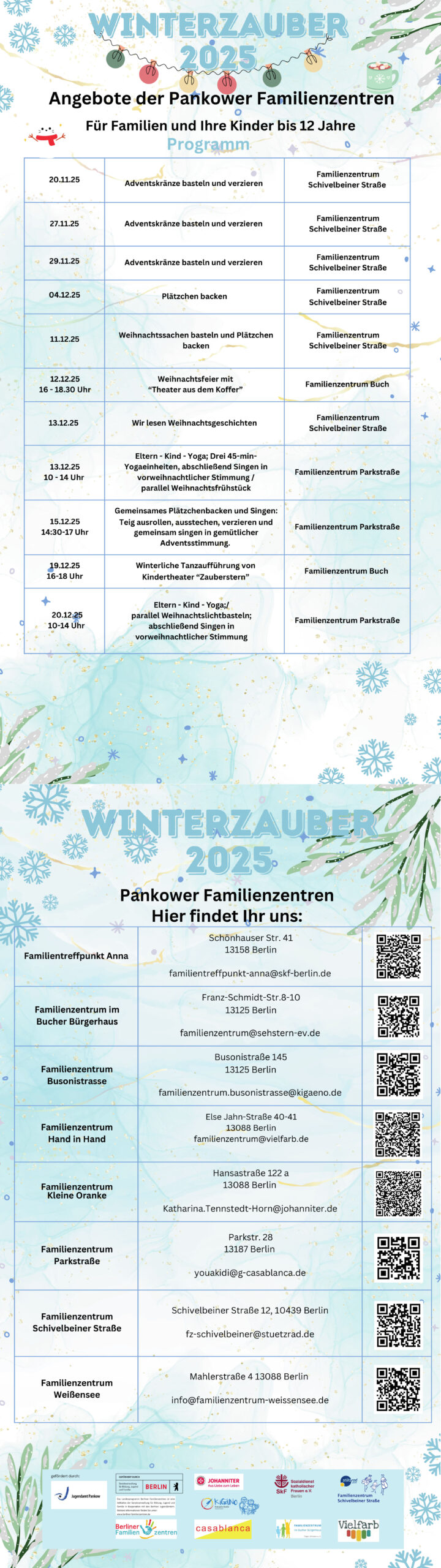 Programm und Angebote der Pankower Familienzentren