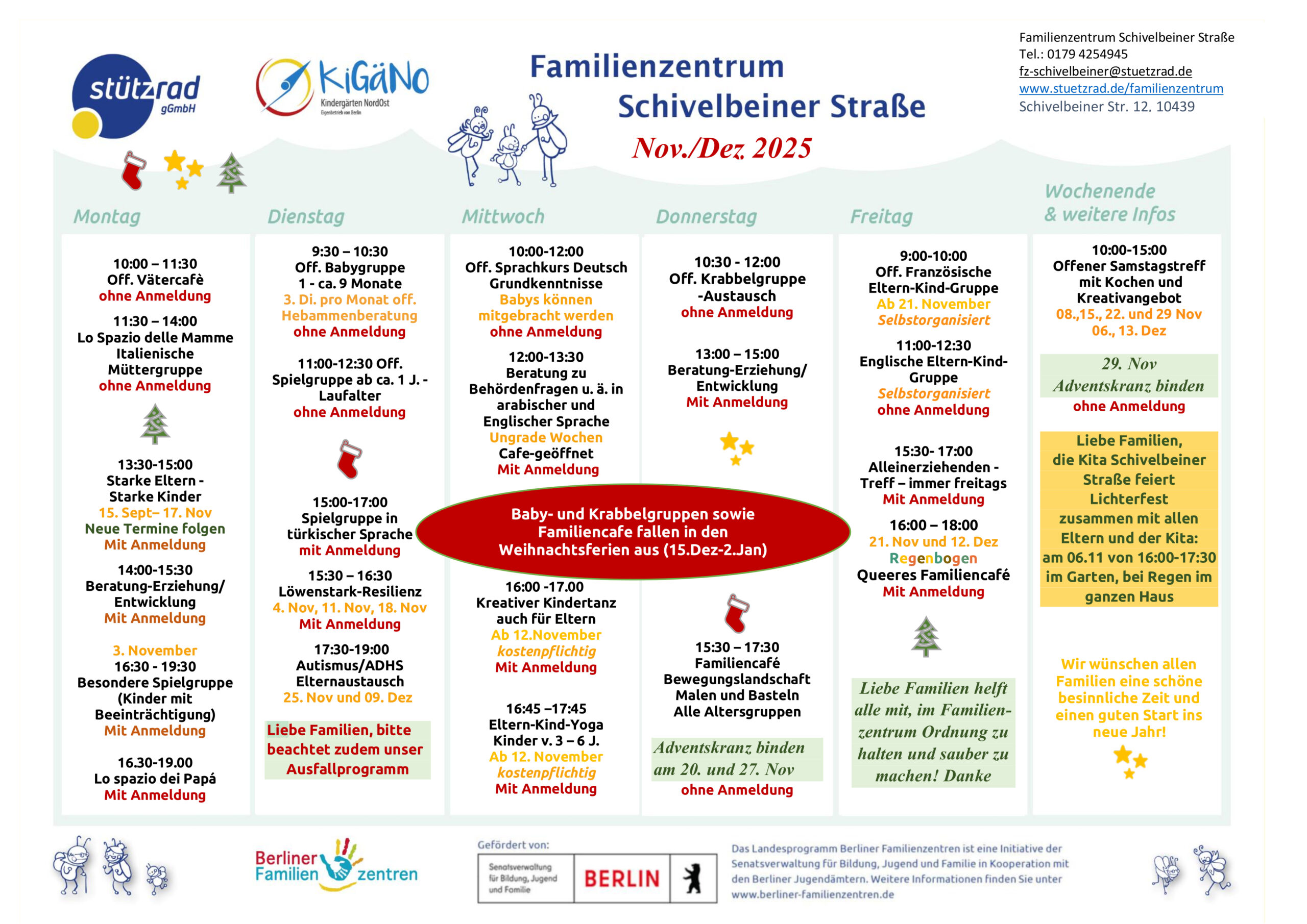 Programm für November und Dezember