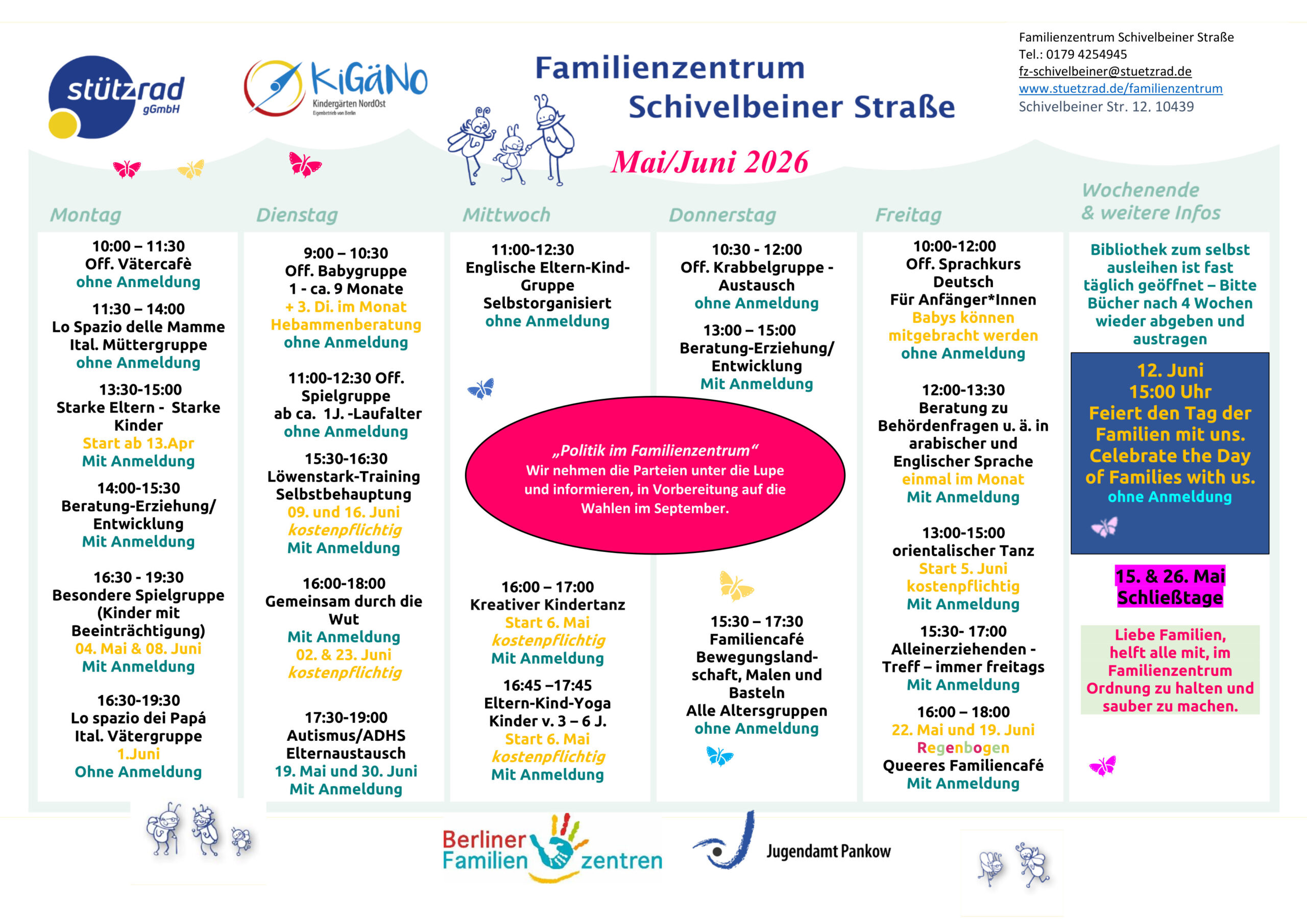 Das Programm im Familienzentrum für Mai und Juni
