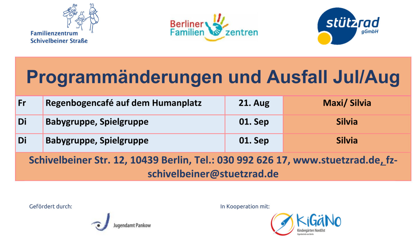 Ausfallprogramm für das Familienzentrum