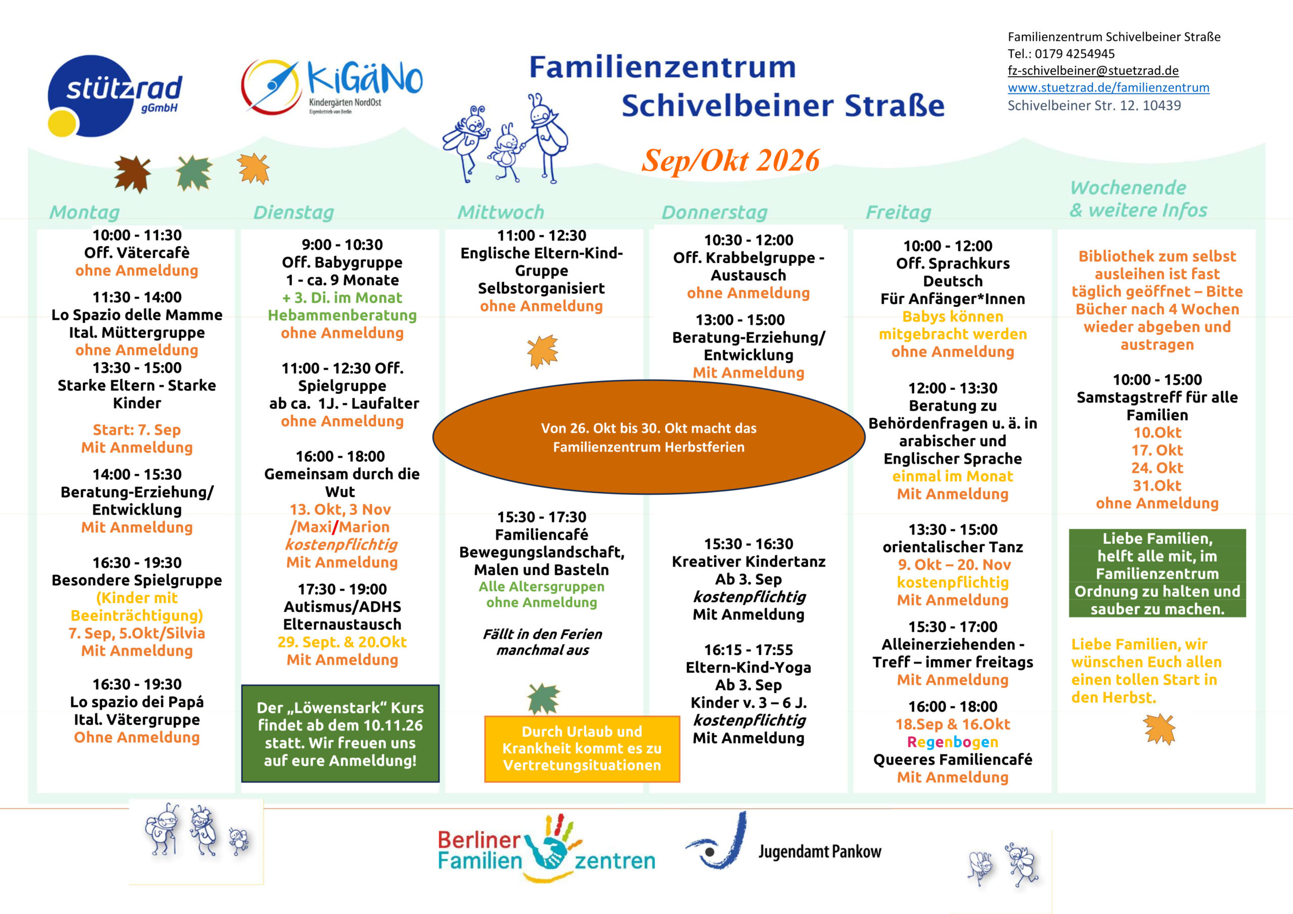 Das Programm des Familienzentrums für September und Oktober